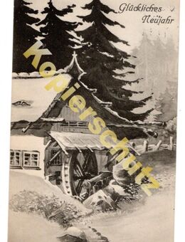 Alte Grußkarte „Glückliches Neujahr“, gelaufen 1913 - Landsberg