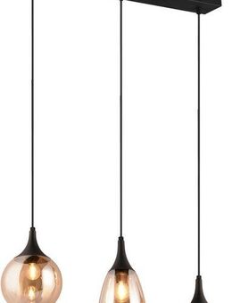 TRIO Leuchten Pendelleuchte Lumina, E14 Hängelampe 3-flammig Glasschirme in 3 Formen amberfarbig, Leuchtmittel wechselbar, warmweiß - kaltweiß, exkl 3x E14 max 40W, Hängeleuchte höhenverstellbar bis max 150 cm