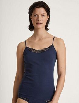 CALIDA Spaghettitop Cotton Desire Spitzen-Einsatz, atmungsaktiv, Feinripp, Pure Cotton, weich