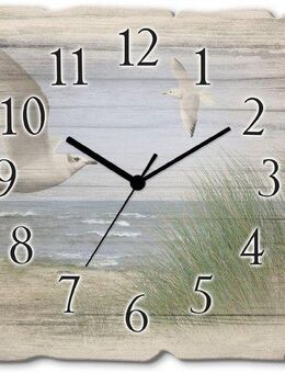 Artland Wanduhr Nordseestrand mit Möwen (wahlweise mit Quarz- oder Funkuhrwerk, lautlos ohne Tickgeräusche)