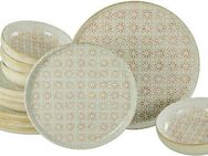 CreaTable Teller-Set Uno Emiliana, Tellerset 12-tlg (12-tlg), 4 Personen, Steinzeug, Shabby Look, Vintage Style
