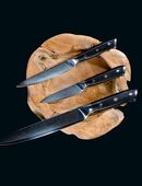 Set | Tranchiermesser - Allzweckmesser - Gemüsemesser | Damastmesser | Küchenmesser | Schneidemesser | VG10 Stahlkern | 67 Lagen Damaststahl in 74889