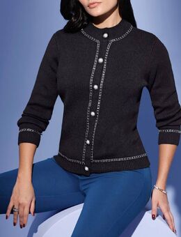 Cardigan m.Schmuckknöpfen und Zierband schwarz - Heilbronn