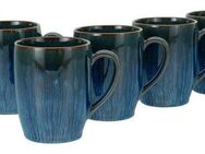 CreaTable Becher Sea Breeze Blau, Kaffeebecher 30 cl, 6er Set, Steinzeug, Reaktive intensiv leuchtende Spezialglasur