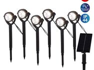 näve LED Solarleuchte Nomi, Ein-/Ausschalter, Tageslichtsensor, LED fest integriert, Warmweiß, Erdspieß 6er Set, inkl. Dämmerungssensor, Abstrahlwinkel: 90°, schwarz