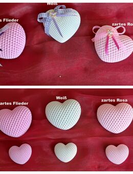 ab 2,50 € ... Herz Weiß zartes Rosa zartes Flieder mit o. ohne Krone Krönchen Perle Keraflott Raysin Handmade - Rheinbach