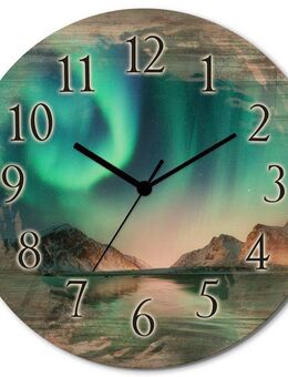 Artland Wanduhr Auroraborialis Polarlicht (wahlweise mit Quarz- oder Funkuhrwerk, lautlos ohne Tickgeräusche)