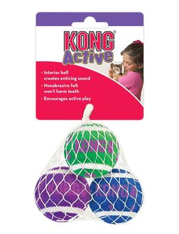 KONG Active Katze Tennisbälle mit Glocken - 3 Stück