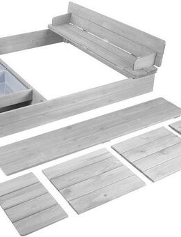 roba® Sandkasten Outdoor+, wetterfestes Massivholz, mit aufklappbarer Sitzbank und 2 Spielwannen