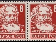 DDR: MiNr. 329 v a X II, 00.00.1953, "Persönlichkeiten aus Politik, Kunst und Wissenschaft: Karl Marx", waagerechtes Paar, geprüft, postfrisch - Brandenburg (Havel)
