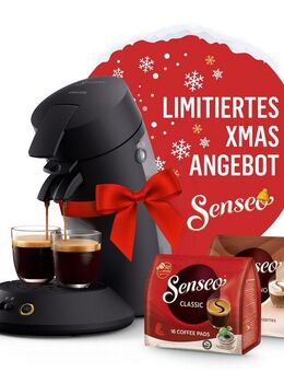 Philips Senseo Kaffeepadmaschine Original Plus XMAS CSA210/69, mit zwei Kaffee-Einstellungen, aus 28% rec. Plastik, inkl. Gratis-Zugabe (Wert 5 € UVP)