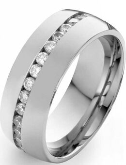 Damenring Edelstahl DE046 umlaufende Zirkonias - Aholming