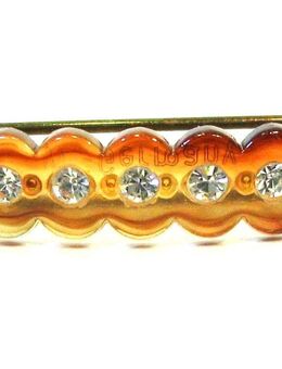 Haarspange / Haarklammer - leicht transparent braun mit weißem Strass - Biebesheim (Rhein)