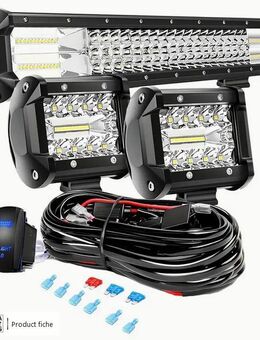 3er-Set LED-Licht Kabelsatz – 20-Zoll-Lichtleiste, 4-Zoll-Arbeitsleuchten, Flut-/Spot-Kombination, Ideal für Offroad, LKW, Boot und mehr - Wuppertal