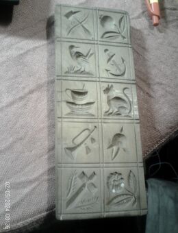 Sehr seltenes Springerles 10 Motive Model Printen um 1860 es sind 10 Motive besonders fein ausgeschnitzt 9 cm X 20,5cm x 2.3 cm Provenienz Bäckerei in Bretten - Sternenfels