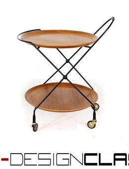 fast wie neu Jie Gantofta Mid-Century String Servierwagen Vintage Teewagen Teak Leder 1a restauriert - Hamminkeln Zentrum