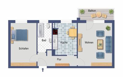 Ihr neues Anlageobjekt # in grüner Umgebung # 2 Zimmer # ca. 49,20 m² # Balkon # provisionsfrei