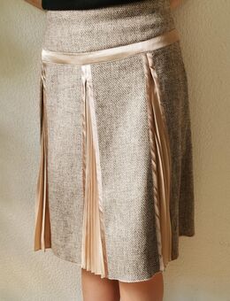 Heine Rock Gr. 40 Kellerfalten Plissee beige-bronze mit Leinen - Recklinghausen