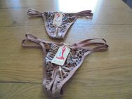 NEU: 2 Stück Damen Strings offener Schlitz Gr. S braun gemustert - Plattling
