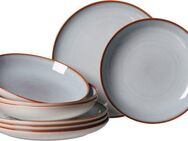 Ritzenhoff & Breker Tafelservice Teller Set, Geschirr-Set Portofino (8-tlg), 4 Personen, Steinzeug, Reaktivglasur, jedes Stück ein Unikat, 8 Teile, für 4 Personen