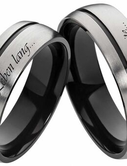 Schwarze Titanringe T133 mit blauem Zirkonia - Aholming