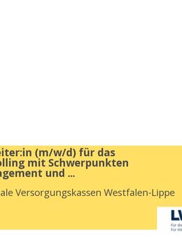 Sachbearbeiter:in (w/m/d) für das kvw-Controlling mit Schwerpunkten Risikomanagement und Business-Continuity-Management Vollzeit / Teilzeit - Münster