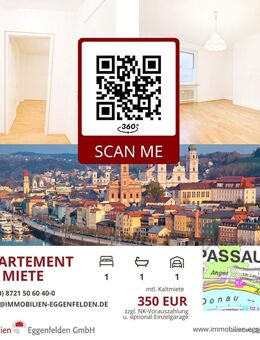 Passau! 1-Zimmerwohnung in begehrter Wohngegend mit Einzelgarage (250915) - Passau
