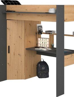 Parisot Hochbett Heavy ALL-IN-ONE, mit Kleiderschrank, Schreibtisch, Leiter, Stauraum