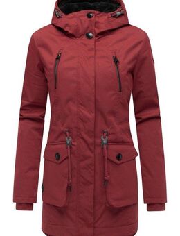 Ragwear Kurzmantel Ellsa YOUMODO Winterparka mit auffälligen Taillenzugkordeln und Kapuze