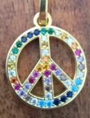 Kette 925 Silber vergoldet mit Regenbogen Eifelturm Peace Zeichen ebenfalls 925 Silber vergoldet in 66987