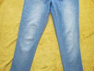 ⁣NEU * Swarovski * Glitzer * Strass * Kristalle * Steine * Stickerei * DESIGNER * High Waist * Boyfriend * Karotten * Jeans- Hose * Gr. 44- 46/ L * blau * - Riedlingen