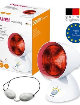 BEURER Infrarotlampe IL 35 tiefenwirksame Wärmelampe mit 150 Watt, Medizinprodukt, Wohltuende Wärme bei Erkältungen und Muskelverspannungen