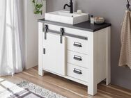 Home affaire Waschtisch SHERWOOD (1-St), Holz, Scheunentorbeschlag und Apothekergriffe aus Metall, Höhe 91 cm
