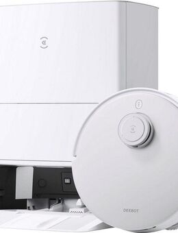 ECOVACS Nass-Trocken-Saugroboter DEEBOT T20 OMNI, 45 W, 6000PA, Auto-Mopp-Hebefunktion, OMNI Reinigungsstation, Weiss/Silber