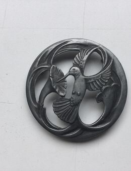 Zinn Bild Relief Rund Klein Vintage Kolibri 1960er Jahre - Fulda