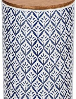 WENKO Vorratsdose Modell Lorca, Bambus, Keramik, (1-tlg), Frischhaltedose für Lebensmittel mit Muster, luftdichter Deckel