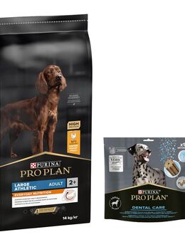 14 kg PURINA PRO PLAN Adult + 426 g Dental Care Snack für große Hunde gratis! - Large Athletic Everyday Nutrition