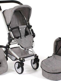 CHIC2000 Kombi-Puppenwagen Fides 3in1, Melange Grau, mit Babywanne, Sportsitz und Autositz