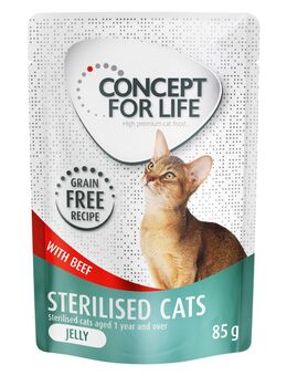 Sparpaket Concept for Life getreidefrei 48 x 85 g - Sterilised Cats Rind - in Gelee