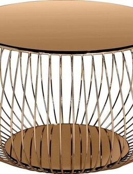 SalesFever Couchtisch Coffeetable: Stilvolle Wohnzimmer-Ergänzung, Kristallklare Eleganz mit Marmoroptik, rosegoldfarben