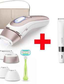 Braun IPL-Haarentferner Smart Skin i·expert PL7387, 4 Aufsätze für Gesicht & Körper, Venus Rasierer & Aufbewahrungsbox