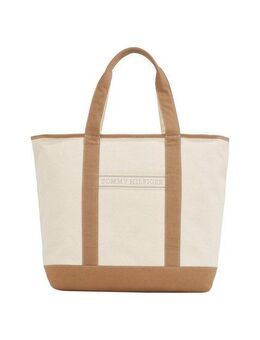 Tommy Hilfiger Tragetasche TH SUMMER CANVAS TOTE, Damen Henkeltasche, Beuteltasche, Strandtasche mit Kontrastbesatz