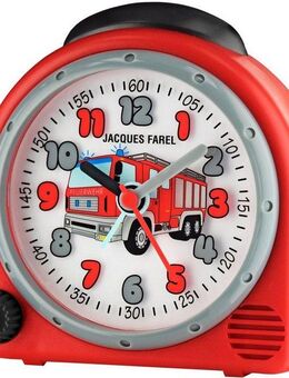 Jacques Farel Kinderwecker Happy Sound, Feuerwehrauto, AVC 02FIRE Quarzwecker,Lernwecker,Feuerwehr,Geschenkidee,Schulanfang,Kinderzimmer