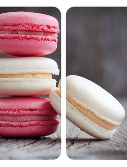 WENKO Herd-Abdeckplatte Universal Modell Macarons, Glas, (Set, 2 tlg), Herdabdeckung für alle Herdarten, kratzfest, mit rutschfesten Füßen