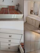 Schlafzimmer-Set (weiß) mit Kleiderschrank, 2 Kommoden, Doppelbett inkl. Lattenroste in 59821