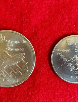 Zwei Silbermünzen 10 Dollar + 5 Dollar Olympiade Montreal 1976 Kanada - Mannheim