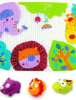 Knorrtoys® Badespielzeug Escabbo® Bademattenset, Dschungelsafari (4-tlg), mit drei Wasserspritzfiguren