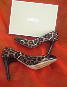 NEU * Ausgefallen * edel * Anlass * Party * Ausgeh * Animal * Leoparden * Echt Lack- Leder * High- Heels * Pumps * Schuhe "MICHAEL KORS" MK * Gr. 38½ * 38,5- 39 / 6- 6½ * schwarz * caramèl- beige * - Riedlingen