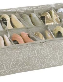 WENKO Unterbettkommode Modell Balance, Aufbewahrungsbox für 12 Paar Schuhe mit Sichtfenster & Reißverschluss