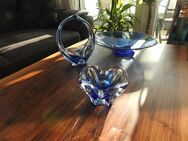 Tisch Dekoration Vase Obst Schale Nusschale Blumenvase Schüssel Henkel blau - Essen